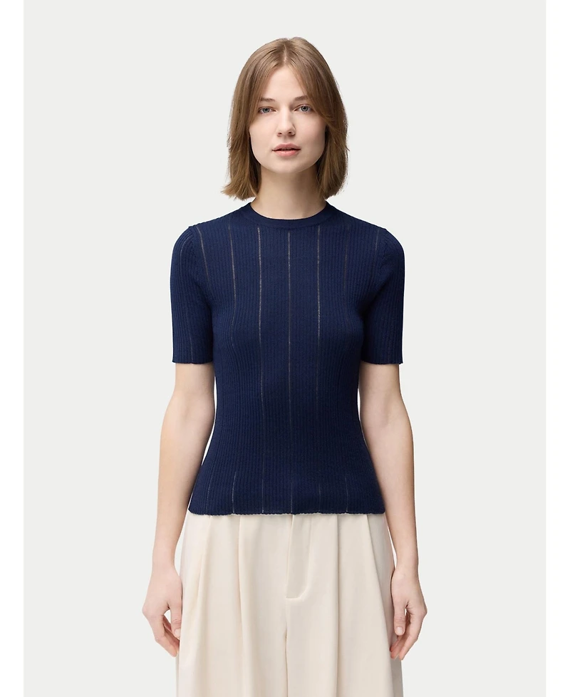 Gobi Cashmere Women's Ajour-Knit Silk Top