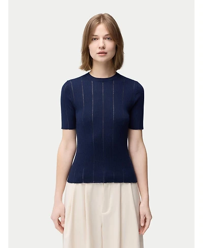 Gobi Cashmere Women's Ajour-Knit Silk Top