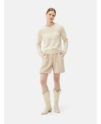 Gobi Cashmere Women's Mixed Pattern Cashmere Crewneck Sweater