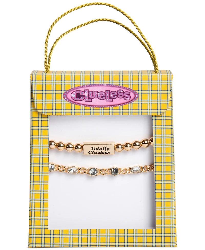 Clueless Gold-Tone 2-Pc. Set Crystal Slider & Totally Clueless Beaded Stretch Bracelets