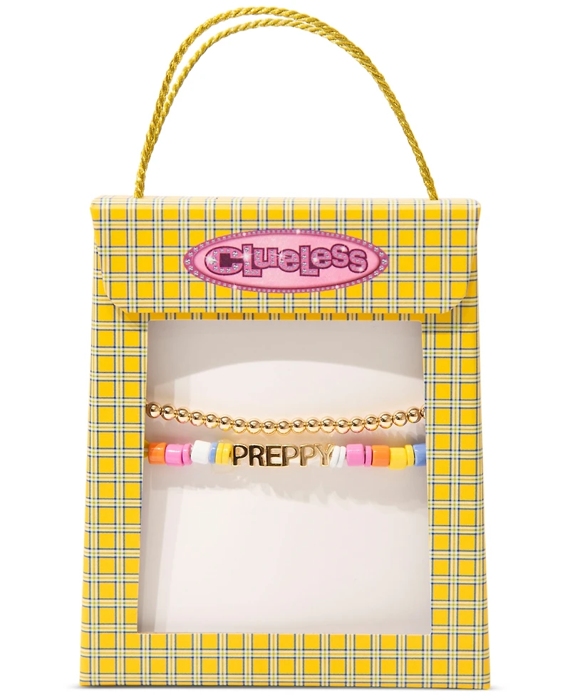 Clueless Gold-Tone 2-Pc. Set Preppy Mixed Bead Stretch Bracelets