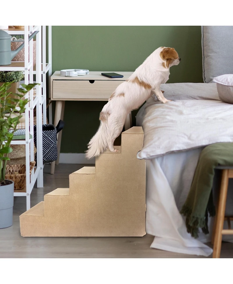 Home Base 5-Step Dog Stairs for Bed, Dog Steps for Couch, Pet Stair for Cats and Dogs Non-Slip and High Density Foam