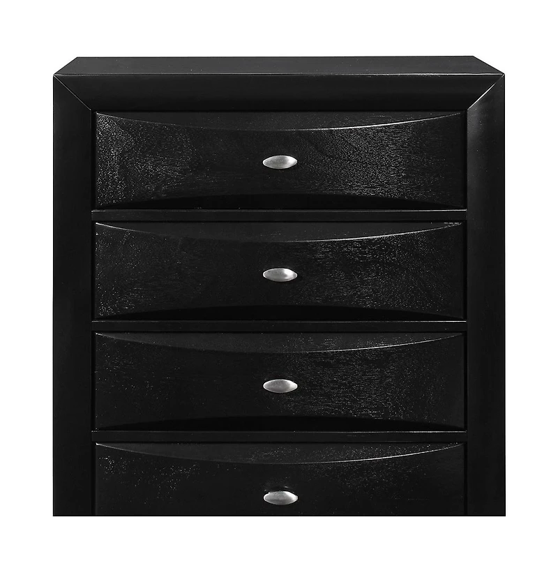 Solid Wood Five-Drawer Dresser with Mirrored Accents for Bedroom Storage