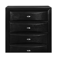 Solid Wood Five-Drawer Dresser with Mirrored Accents for Bedroom Storage