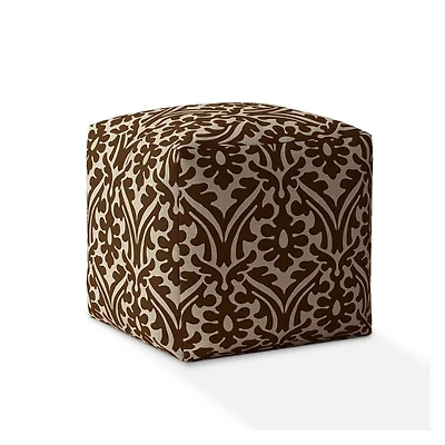 Cotton Damask Pouf Ottoman for Living Room and Bedroom Seating