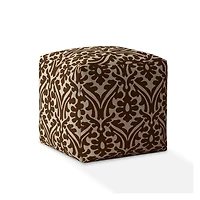 Cotton Damask Pouf Ottoman for Living Room and Bedroom Seating