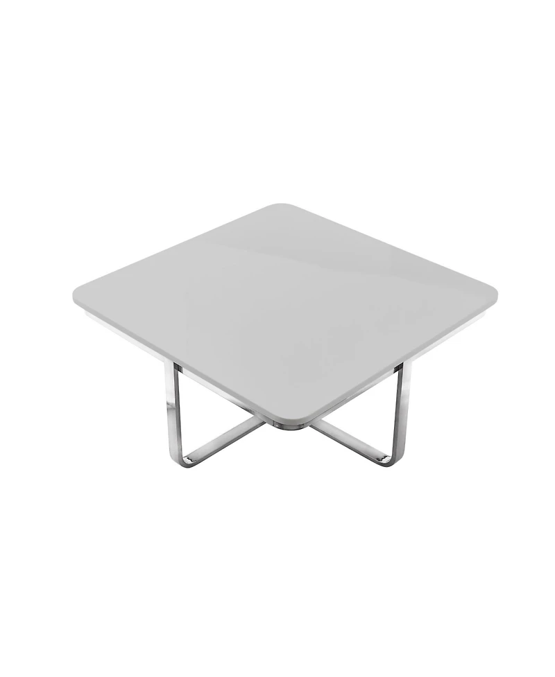 Stainless Steel and Metallic Wood Square Coffee Table – Sleek Sturdy