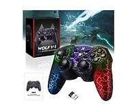 Double vibration Wireless Controller with Rgb Led Lights Turbo Function for Windows 7/8/10/11