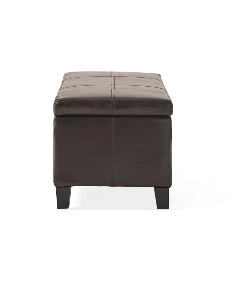 Faux Leather Storage Ottoman Bench with Lift-Top, Padded Seat, and Wooden Legs for Living Room, Bedroom, or Entryway-The Pop Home