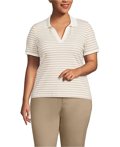 Lands' End Plus Wide Rib Polo Shirt