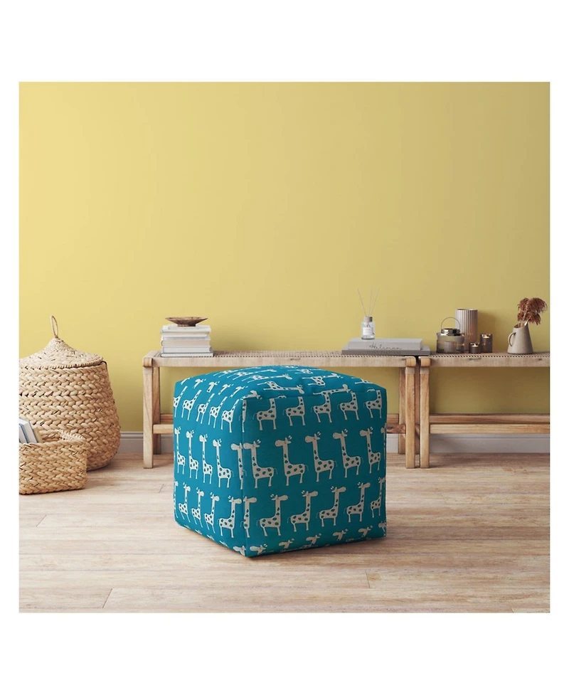 Giraffe Pattern Cotton Pouf Ottoman – Decorative and Comfortable