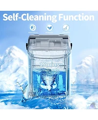 Zafro Countertop Nugget Ice Maker, Portable Pebble Machine, 34 lbs/24H, Soft Chewable Ice, Self-Cleaning, One-Touch Operation, Includes Scoop