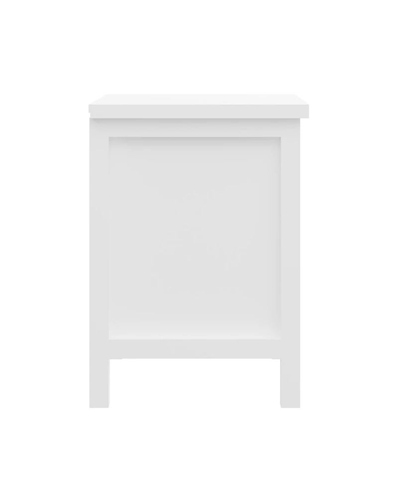 Two Drawer Nightstand with Solid Wood Top for Bedroom Storage