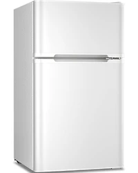Zafro 3.2 cubic foot mini fridge with separate freezer compartment and double door design is perfect for a basement, apartment, dorm room or office. I