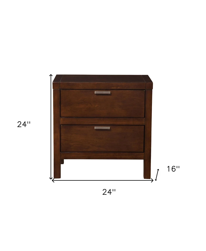 Modern Faux Wood Nightstand with Two Drawers for Bedside Essentials