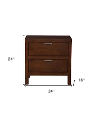 Modern Faux Wood Nightstand with Two Drawers for Bedside Essentials