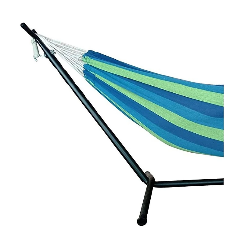Blue And Green Stripe Two Person Hammock With Stand