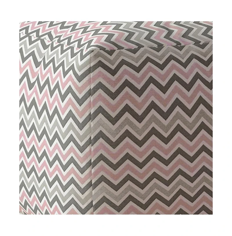 17" Gray Twill Chevron Pouf Ottoman