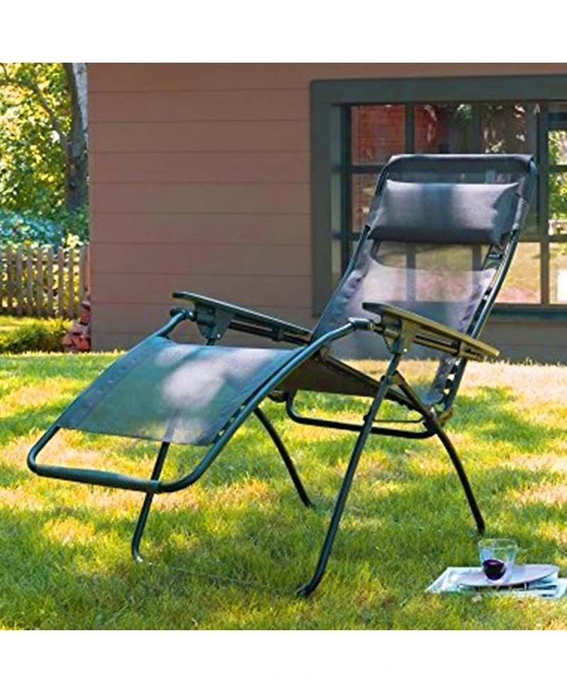 Reclining Steel Zero Gravity Chair with Cushion for Patio and Lawn