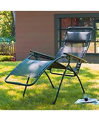 Reclining Steel Zero Gravity Chair with Cushion for Patio and Lawn