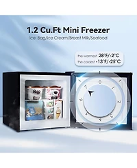Zafro Mini Freezer, 1.2 Cu.ft Small Upright Freezer with Handle, Removable Shelves, 7 Adjustable Thermostat, Low Noise for Bedroom/Apartment/Office
