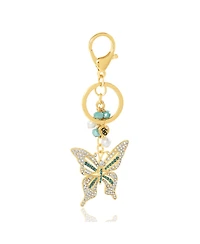 Jessica Simpson Butterfly Charm Keychain – Elegant Gold-Tone with Blue Accents