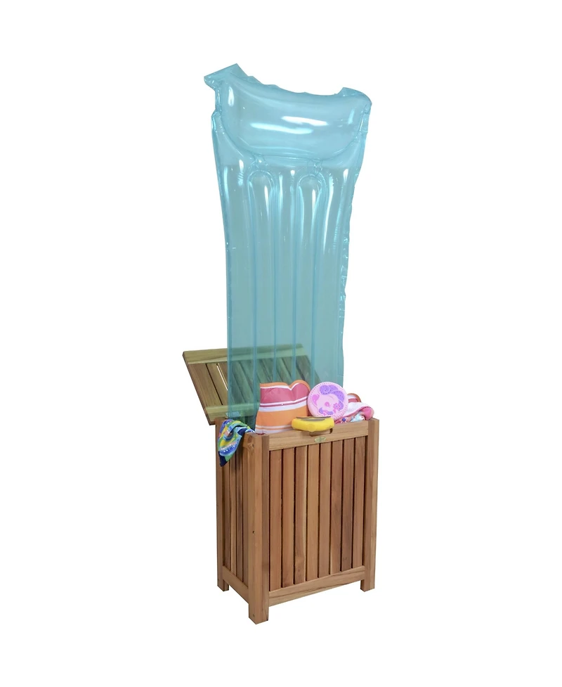 Compact Teak Laundry Hamper with Removable Bag for Easy Sorting