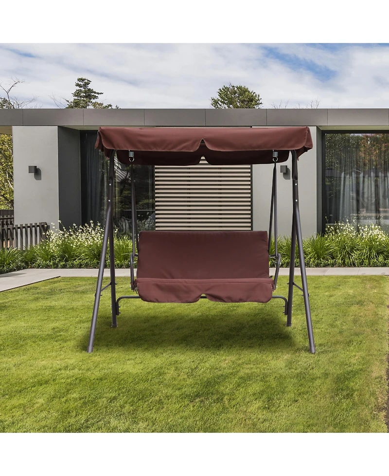 Patio Swing Outdoor Porch Swing Chair for Adults with Removable Cushion 2 Seat Large Converting Canopy Swing Glider for Garden Backyard Deck