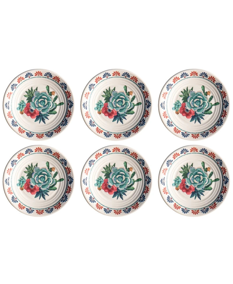 Abode Homewares Desert Succulent 6-Pc. Salad Plates, Service For 6