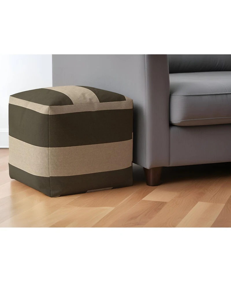 Cotton Striped Pouf Ottoman for Living Room and Bedroom Seating