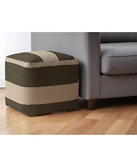 Cotton Striped Pouf Ottoman for Living Room and Bedroom Seating