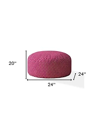 Cotton Round Chevron Pouf Cover for Living Room and Bedroom Decor