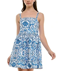 Bcx Juniors' Sleeveless Square-Neck Fit & Flare Dress