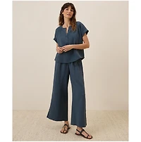 Pact Women's Cotton Coastal Double Gauze Short Sleeve Popover