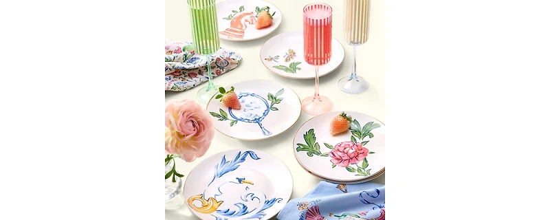 Macy's Flower Show 6-Piece Ceramic Appetizer Plate Set, Exclusively at Macy's