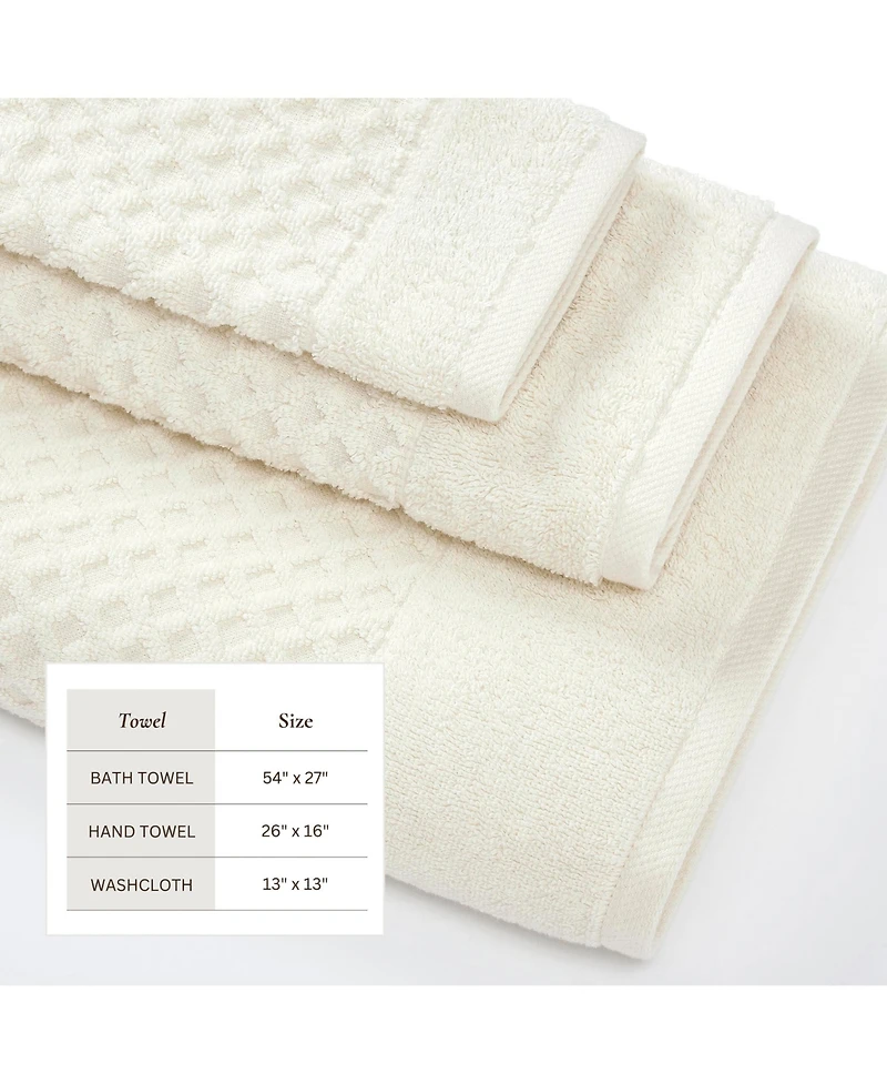 Linery & Co. Quick-Drying Cotton Diamond Waffle Textured -Piece Bath Towel Set
