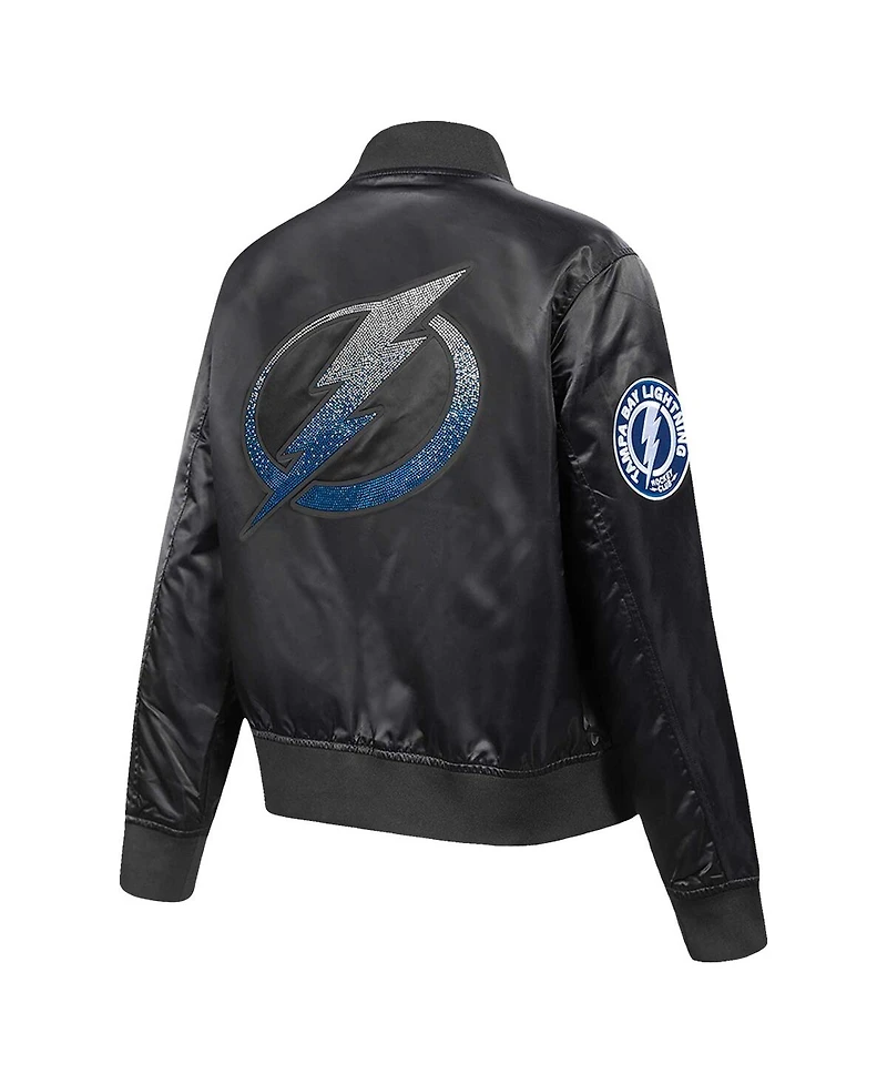 Pro Standard Women's Black Tampa Bay Lightning Rhinestone Jewels Satin Full-Snap Jacket
