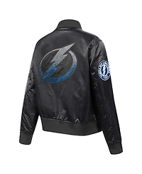 Pro Standard Women's Black Tampa Bay Lightning Rhinestone Jewels Satin Full-Snap Jacket
