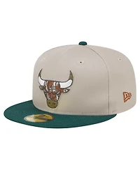 New Era Men's Natural/Hunter Green Chicago Bulls Lifestyle Tree Bark 59FIFTY Fitted Hat