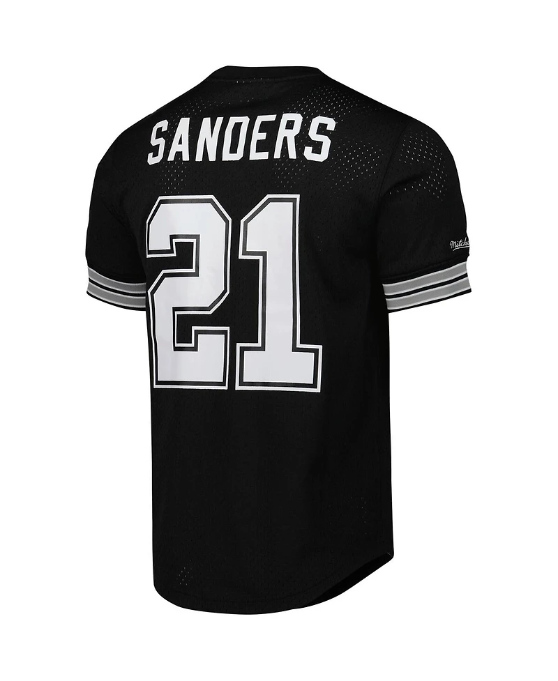 Mitchell & Ness Men's Deion Sanders Black Dallas Cowboys Retired Player Name Number Mesh Top
