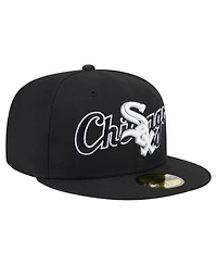 New Era Men's Black Chicago White Sox Overlap 59FIFTY Hat