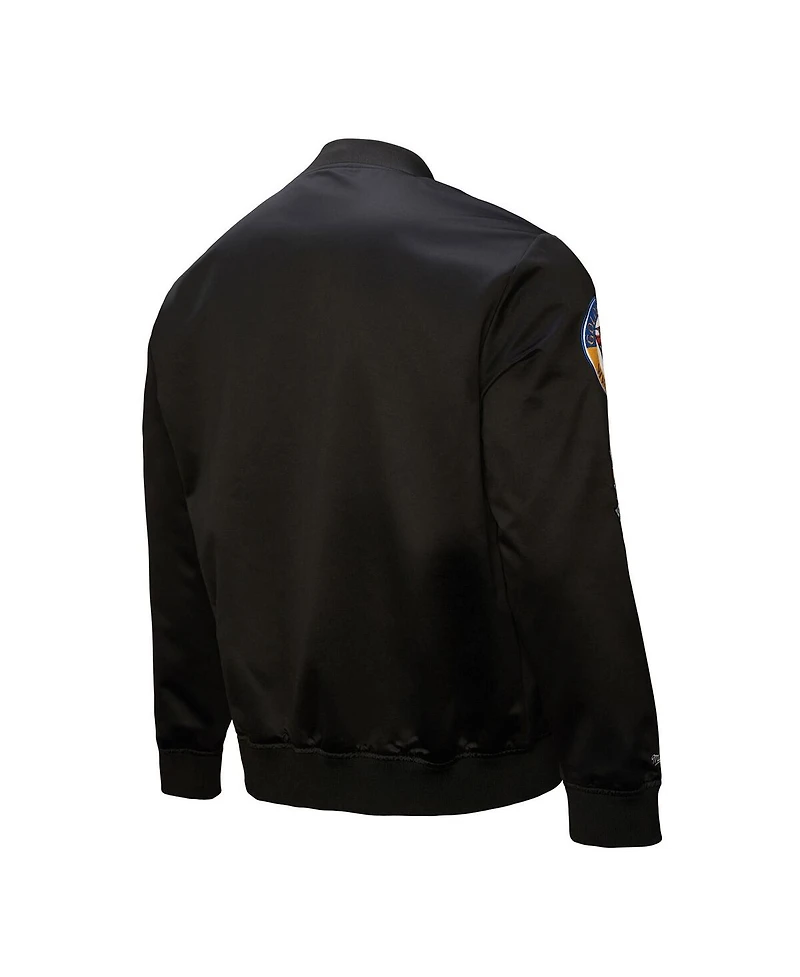 Mitchell & Ness Men's Black Golden State Warriors Blackout Collection Vintage Full-Snap Satin Jacket