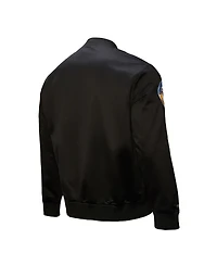 Mitchell & Ness Men's Black Golden State Warriors Blackout Collection Vintage Full-Snap Satin Jacket