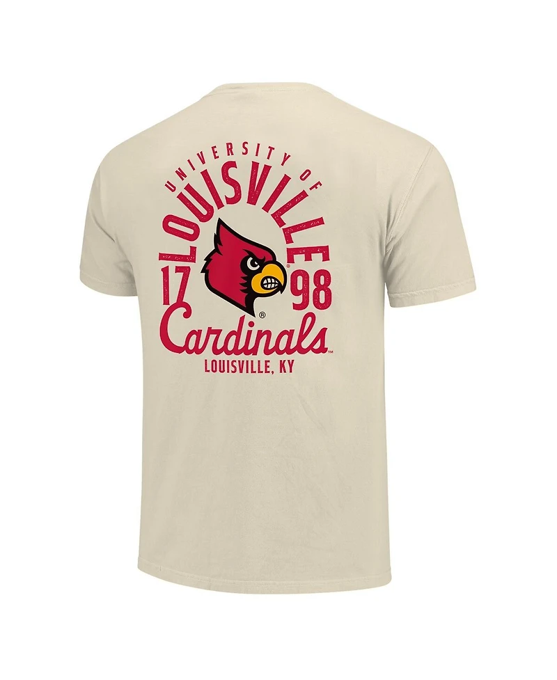 Image One Men's Cream Louisville Cardinals Comfort Colors Mascot Overlay T-Shirt