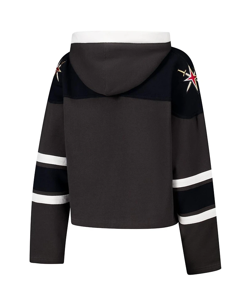'47 Brand Women's Charcoal Vegas Golden Knights Cropped Superior Lacer Pullover Hoodie