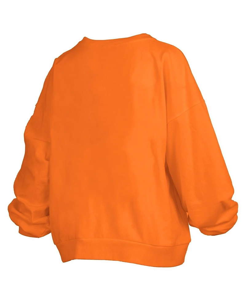 Pressbox Women's Tennessee Orange Volunteers Janise Arch Over Logo Waist Length Oversized Pullover Sweatshirt
