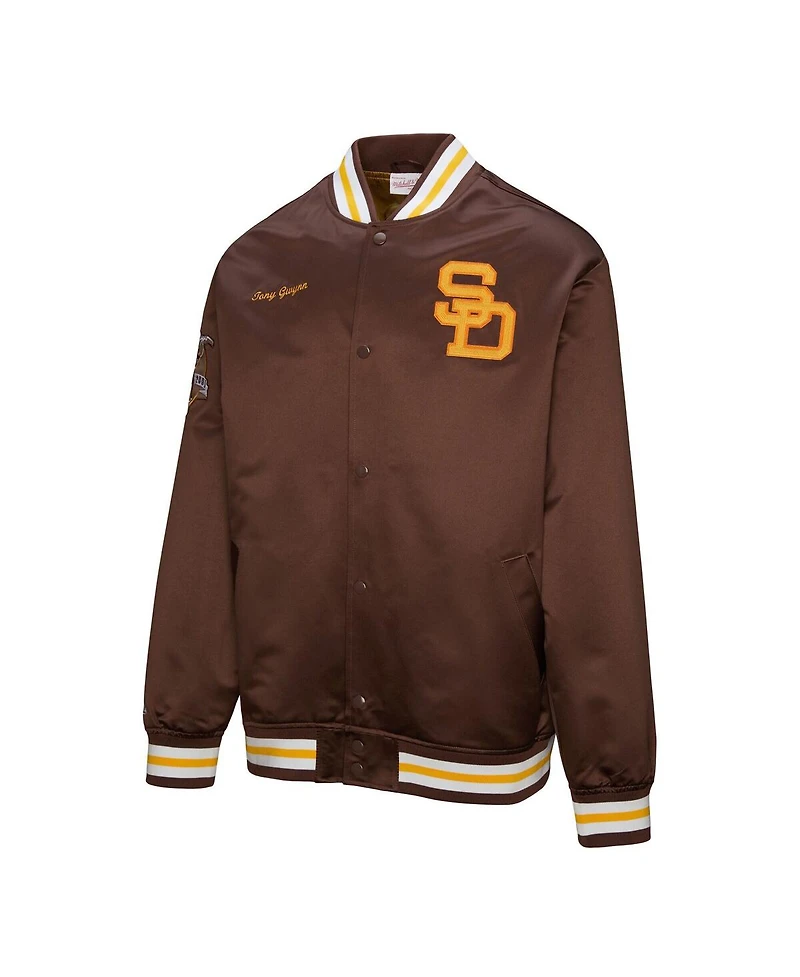 Mitchell & Ness Men's Tony Gwynn Brown San Diego Padres Legends Collection Vintage Satin Full-Snap Jacket