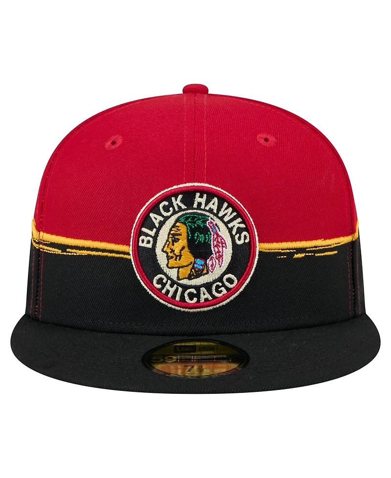 New Era Men's Black/Red Chicago Blackhawks Vintage Color Dip 59FIFTY Fitted Hat