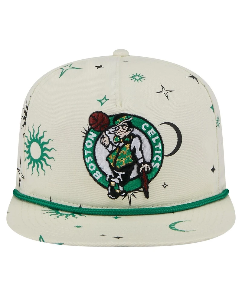 New Era Men's Cream Boston Celtics Lunar Golfer Snapback Hat