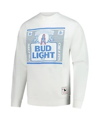 Mitchell & Ness x Bud Men's Light White Houston Oilers The Crest Pullover Sweatshirt